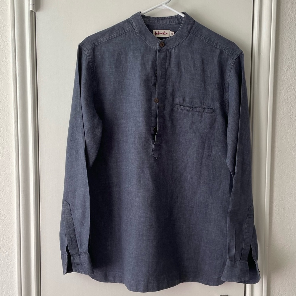 Fabindia 100% Linen Men’s Placket Shirt